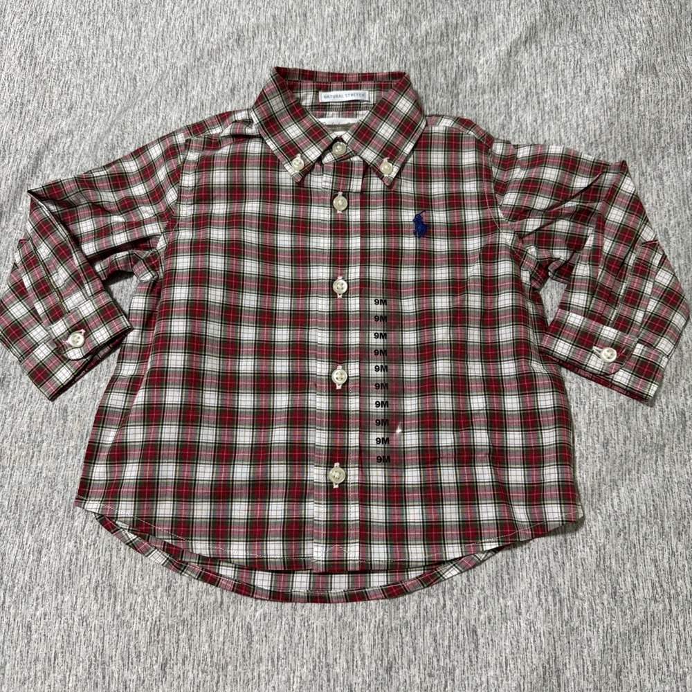 NWOT Ralph Lauren Red Plaid Infant Shirt Sz 6 Months